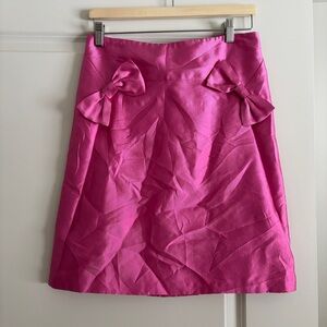 NWT 100% silk Barbie pink bows skirt